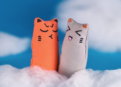 orange cat and grey cat plush cat toys