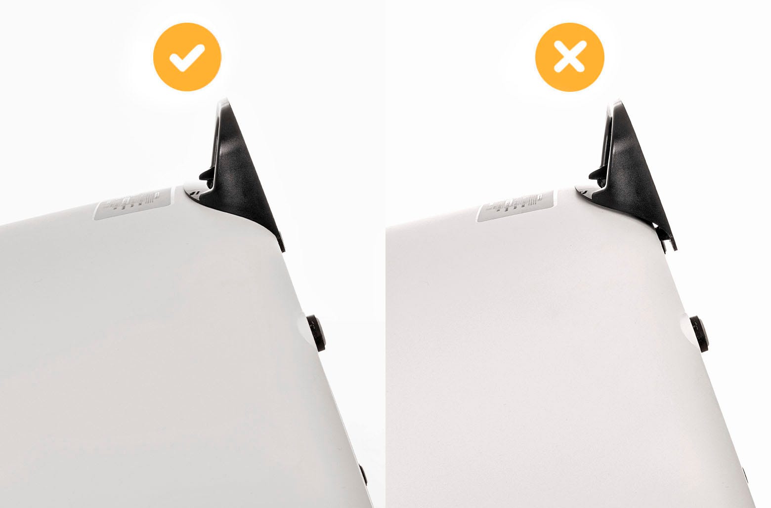 Image of the correct placement of the anti-tip guard.