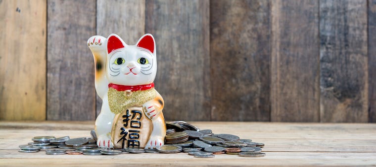 Neko Lucky Cat, with Wealth Good Luck Coming Japanese Lucky Cat, Healthy