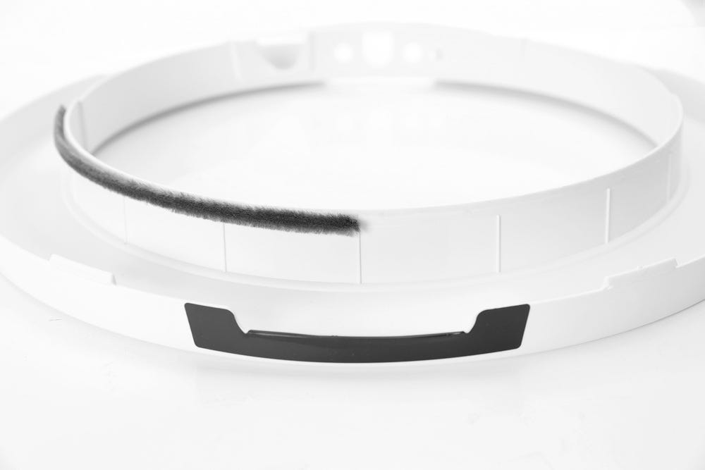 Detailed view of seal strip applied on bezel edge