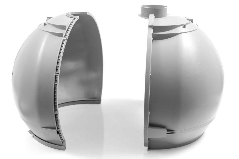 Globe halves separated